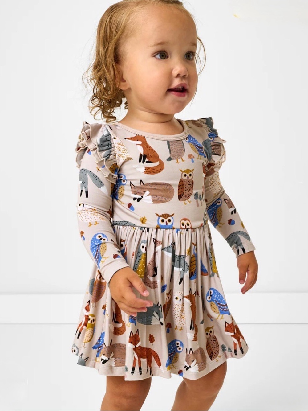 🦉🦊Little sleepies twilight pals flutter skater dress with snap bodysuit  NWOT